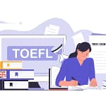 Ilustrasi trik mempersiapkan tes toefl yang sedang dipelajari oleh wanita